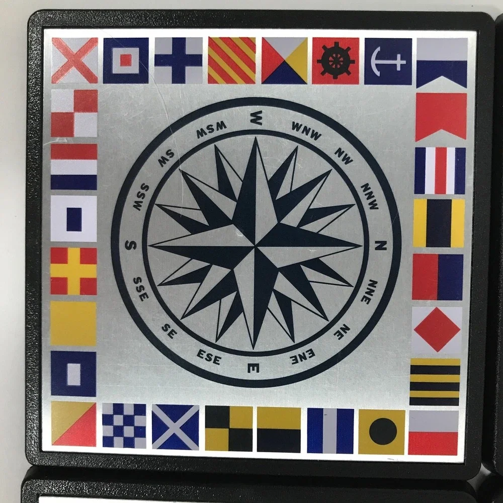 SeaWorld Nautical Coaster Set of 4 Compass Rose Maritime Signal Flags Vintage